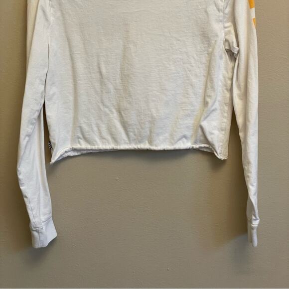 VANS S long sleeve crop top street wear urban white blue raw hemline race - Picture 7 of 7